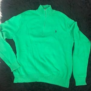 POLO 1/4 ZIP SWEATER - GORGEOUS UNIQUE GREEN